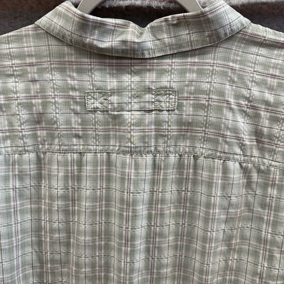 Duluth Trading Shirt Mens 3XL Light Green Plaid Vented Short Sleeve Button Up - Picture 6 of 10